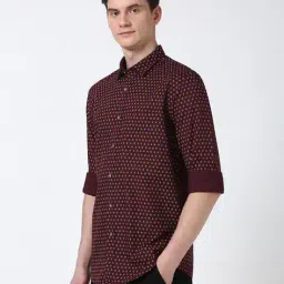 peter england Men Floral Print Slim Fit Cotton Shirt with Patch Pocket image 2