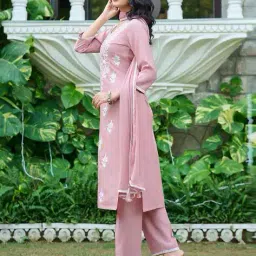 vibe vision Women Embroidered Straight Kurta with Pants & Dupatta image 2