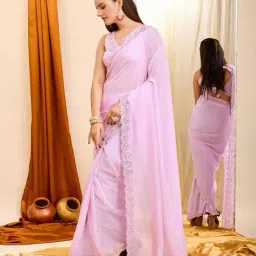 svaraa Women Embroidered Saree with Scalloped Border image 2