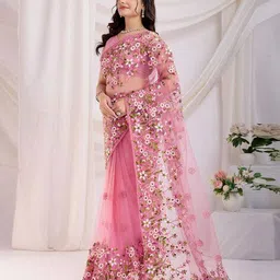 vivera Women Embroidered Saree with Contrast Border image 2