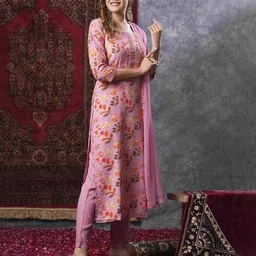 gosriki Women Floral Straight Kurta Set image 2