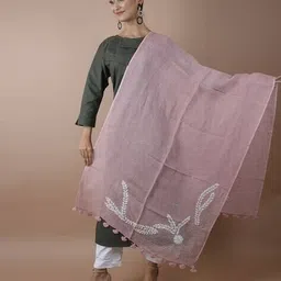 shawkh Women Embroidered Stole with Tassels image 2