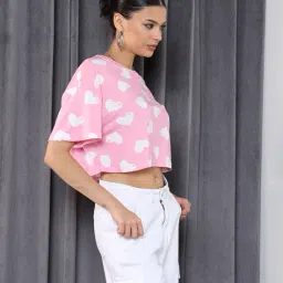 Shein Cute Drop-Shoulder Novelty Print Loose Fit Crop Top image 2