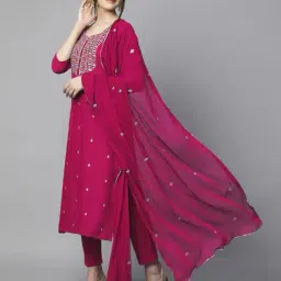 anushansa Women Embroidery Straight Kurta Set image 2