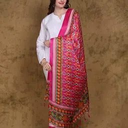 exotic india Women Patola Printed Dupatta with Fringes image 2