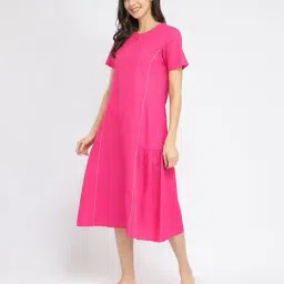pink fort Women Round-Neck A-Line Dress image 2
