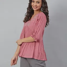 janasya V-Neck Embellished Tunic image 2
