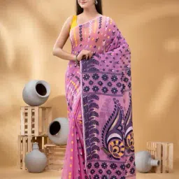 indie picks Lojjaboti Leaf Resham Dhakai Jamdani Saree image 2