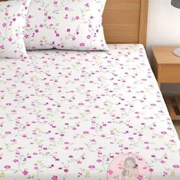chhavi india 210 TC Floral Print Double Bedsheet with Pillow Covers image 2