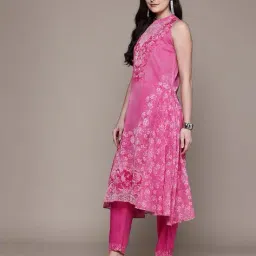 aarke ritu kumar Women Emilia Floral Print A-Line Kurta with Palazzo & Dupatta image 2