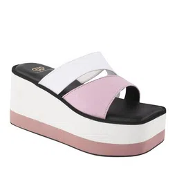 the white pole x ag Women Colourblock Dual-Strap Wedges image 2