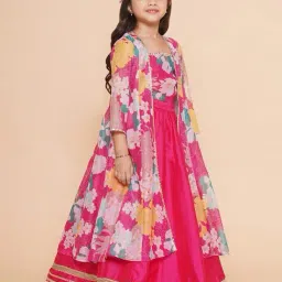 bitiya by bhama Girls Floral Print Lehenga Choli Set with Shrug image 2