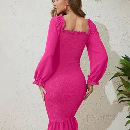 outzidr global Women Square-Neck Bodycon Dress image 2