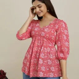 dream beauty fashion Women Floral Print Flared Kurti image 2