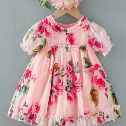 avsar trendz Girl Floral Print A-Line Dress image 2