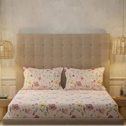 urban space Floral Print King Size Bedsheet with Pillow Covers image 2