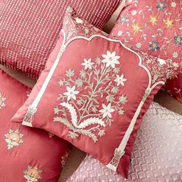 home centre Floral Embroidered Cushion Cover - 15.74" x 15.74" image 2