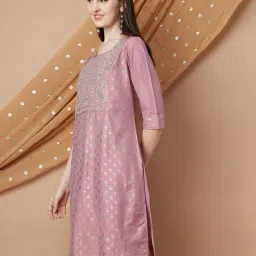 melange by lifestyle Women Embroidered Straight Kurta image 2