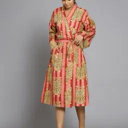 handicraft-palace Women Printed Bath Robe with Belt image 2