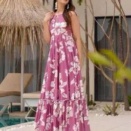 vishva creation Women Floral Print Tiered Dress image 2