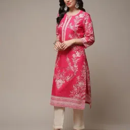 biba Women Floral Print Cotton Straight Kurta image 2
