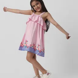 nauti nati Girls Floral Print Square-Neck A-Line Dress image 2