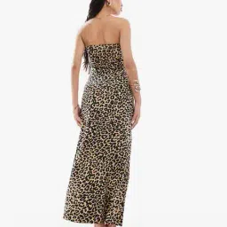 asos design Leopard Print Twist Bust Bandeau Midaxi Bodycon Dress image 2