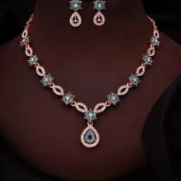 brado jewellery Women American Diamond-Studded Necklace & Earrings Set image 2