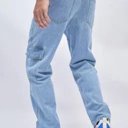 hivora Men Lightly Washed Cargo Slim Fit Jeans image 2