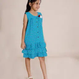 kiddopanti Girls Printed A-Line Dress with Ruffled Detail image 2