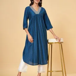 rangmanch by pantaloons Women Printed A-Line Kurta with 3/4th Sleeves image 2