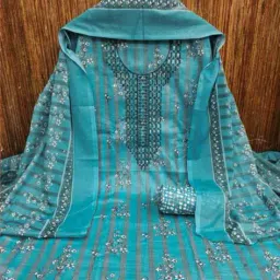 alakhdhani creation Women Embellished Unstitched Dress Material image 2