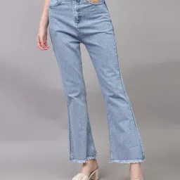 Shein Ankle Length Fray Hem Bootcut Jeans With Pockets image 2