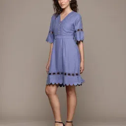 label ritu kumar Women Miranda Schiffli Embroidered A-Line Dress image 2