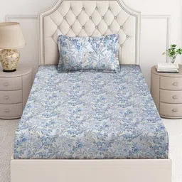 arrabi Cotton Blend Single Size Bedsheet with 1 Pillow Cover image 2