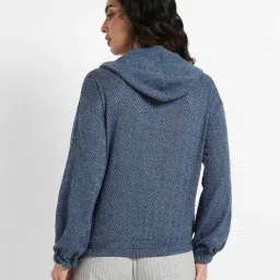 campus sutra Chevron Print Zip-Front Hoodie image 2