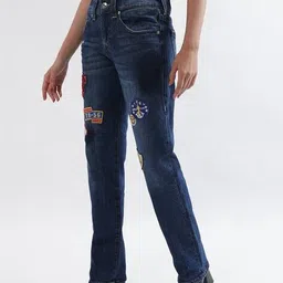 true religion Lightly Washed Straight Jeans with Patchwork image 2