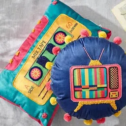 home centre Embroidered Filled Cushion - 40" x 40" image 2