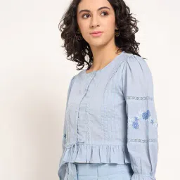 akkriti by pantaloons Women Embroidered Round-Neck Top image 2