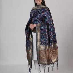 muffly Women Woven Dupatta with Zari Border image 2