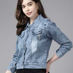 leia Women Regular Fit Denim Jacket with Flap Pocket image 2