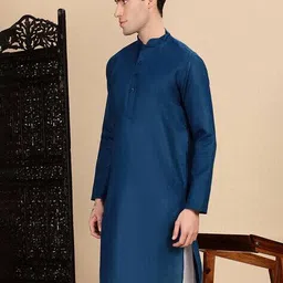 sanwara Men Regular Fit Long Kurta with Mandarin Collar image 2