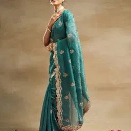 tanuka Women Embroidered Saree with Contrast Border image 2