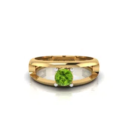 iski uski Yellow Gold Peridot Studded Aadhi Solitaire Ring image 2