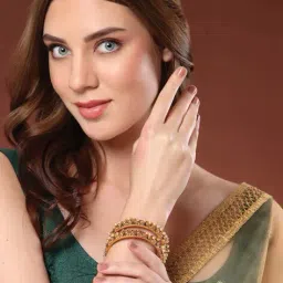 panash Set of 2 Women Stone-Studded Slip-On Bangles image 2