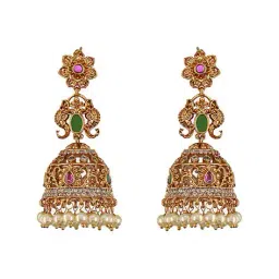 saraf rs jewellery Women Gold-Plated Stone-Studded Earrings image 2