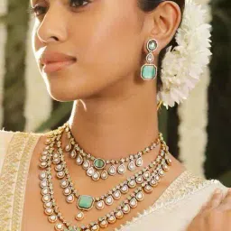 rubans Women Gold-Plated Stone-Studded Necklace & Earrings Set image 2