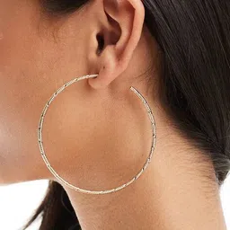 asos design Hoop Earrings with Skinny Detail image 2