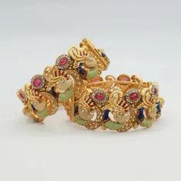 panini Women Pack of 2 Gold-Plated Stone-Studded Bangles image 2