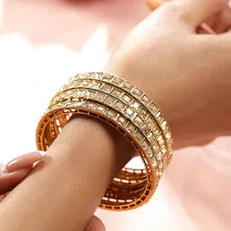 rubans Women Set of 2 Gold-Plated Slip-On Bangles image 2